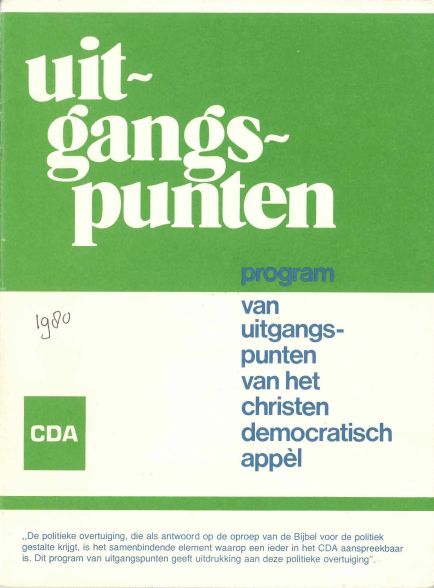 Voorkant van het CDA beginselprogramma uit 1980