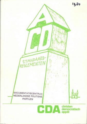 Voorkant van de standaardreglementen CDA uit 1980