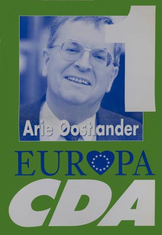 Affiche CDA Europese verkiezingen 1999 met kandidaat Arie Oostlander