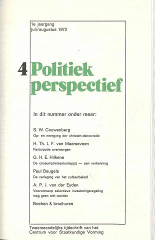 Voorkant van het tijdschrift Politiek perspectief uit 1972