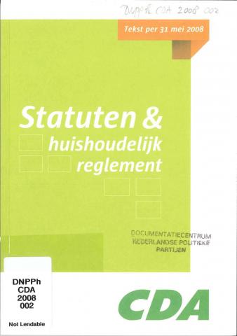 Voorkant van de Statuten en huishoudelijk reglement uit 2008