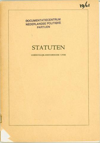 Voorkant van de statuten van de CHU uit 1961