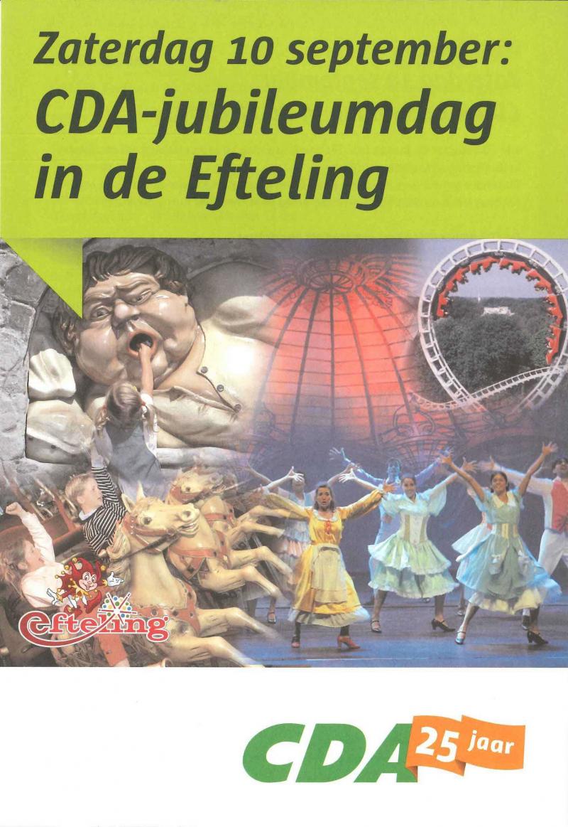 Uitnodiging voor de viering van het 25-jarig bestaan van het CDA in de Efteling in 2005 
