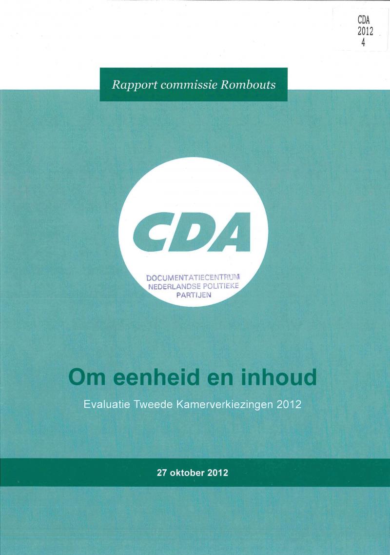 Voorkant van het rapport van de commissie-Rombouts.