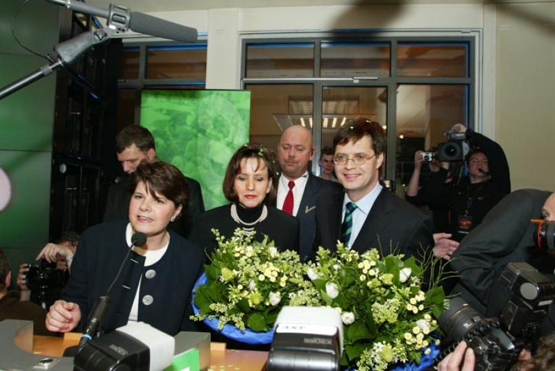 Balkenende op de uitslagenavond van de Tweede Kamerverkiezingen in 2006.